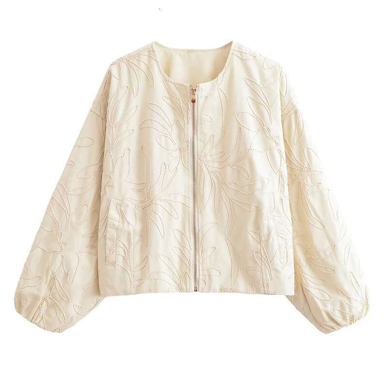 Women's New Summer 2025 White Long Sleeve Jacket Thick Rope Embroidery Design Casual Fashion Personality Versatile
