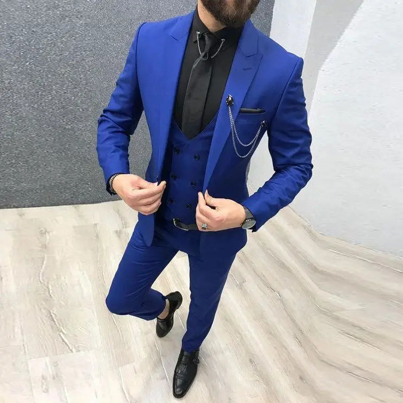 Solid Wedding Men Suits 3 Piece Formal Groom Tuxedos for Prom Party Male Suits Fashion Clothing Set Jacket with Pants Vest 250519