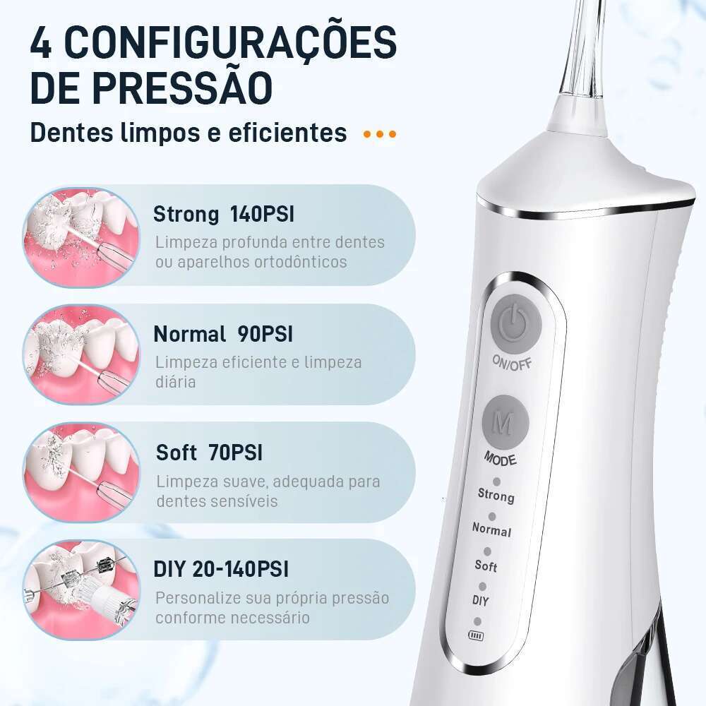 Oral irrigator water flosser, with a large capacity of 300ML and 4 cleaning modes, effectively maintains oral health.