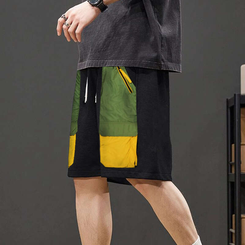 Trendy Brand Summer New Men's Shorts, Casual Loose Five Quarter Pants, Color Blocked Fat Plus Size, Chubby Guy Mid Pants