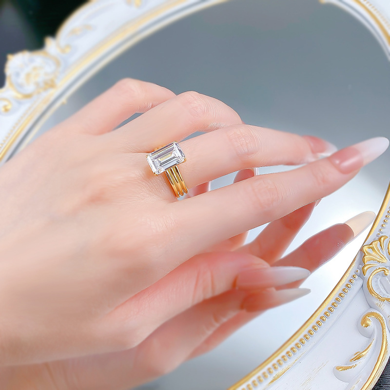 Timeless Beauty - Designer S925 Silver Gold-Plated Rectangle Gemstone Piece Ideal For Milestones
