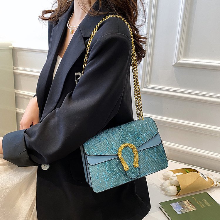 Free Shipping Designer Bag Vintage Snake-Print Crossbody Bag - Trendy Summer Underarm Shoulder Bag for Women, Versatile Chain Strap Purse 2025