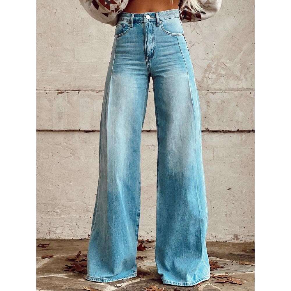 Large women's wide leg new 3D heat transfer flared denim pants, summer thin design