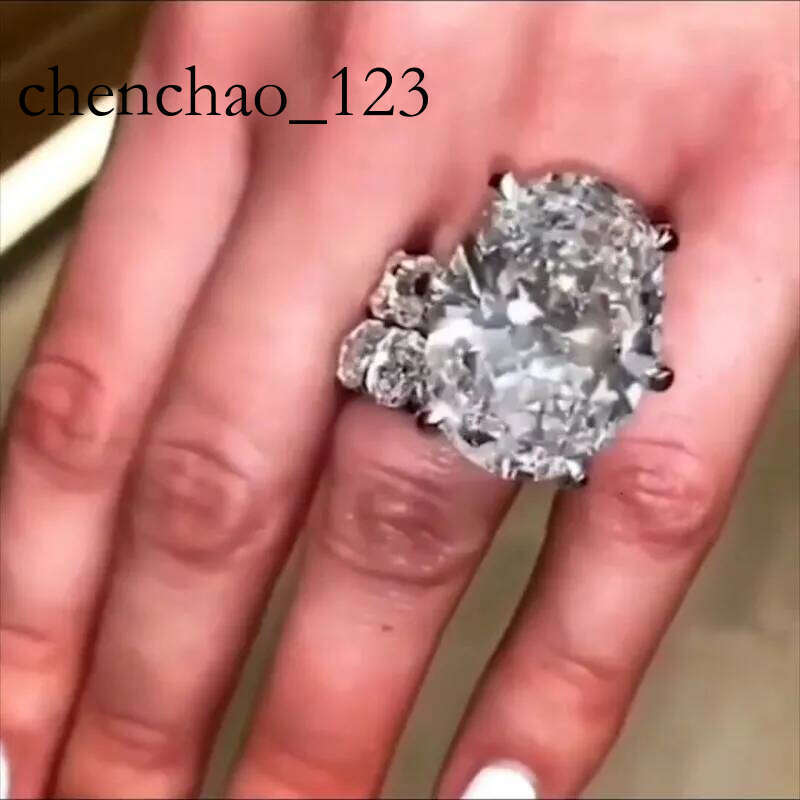 New Sparkling Vintage Jewelry Couple Rings Sterling Sier Big Oval Cut White Topaz CZ Dia Women Wedding Bridal Ring Set Gift