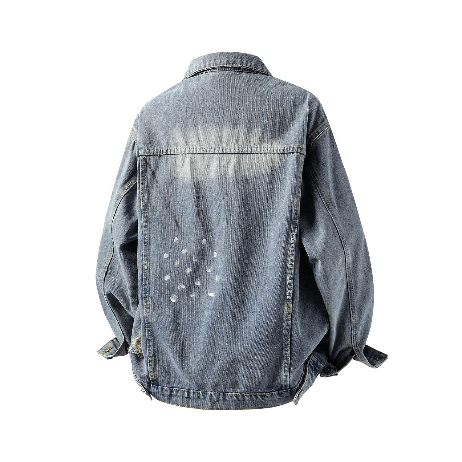 2025 Original Hip Hop Graffiti Ripped Denim Jacket Man American Street Trendy Loose Casual Distressed Cowboy Vintage Y2k 250516
