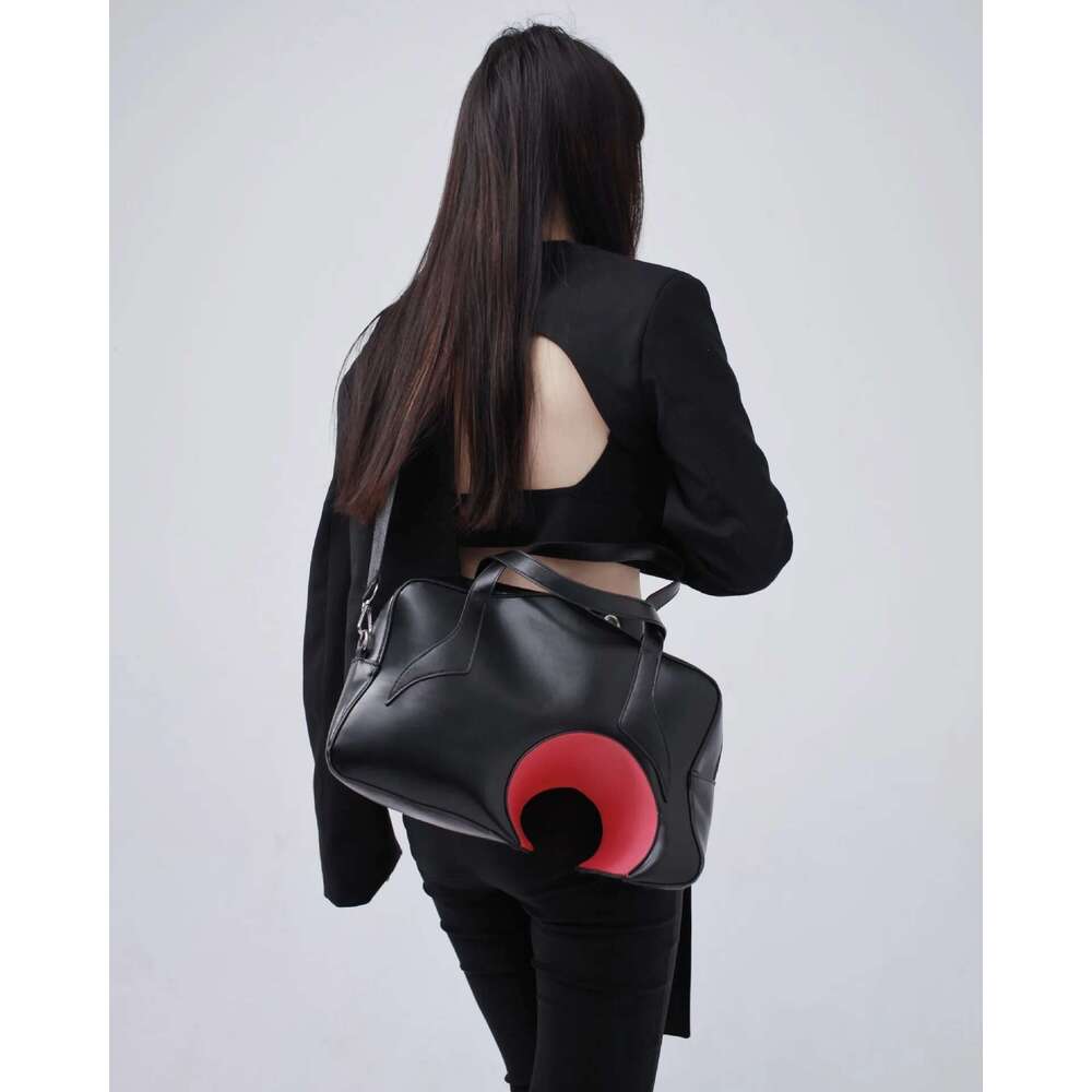 Niche Personalized Pu Geometric Men's And Women's Portable Shoulder Messenger Shopper Bag, Large Travel Bag
