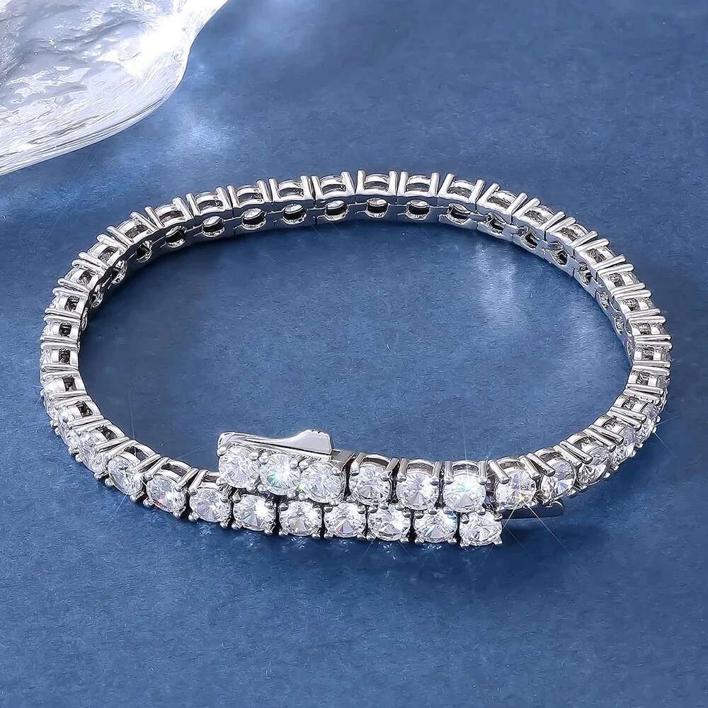 3mm 4mm Moissanite Tennis Bracelets for Women Men Sparkling Diamond GRA S925 Silver Plated White Gold Bracelet Wedding Jewelry