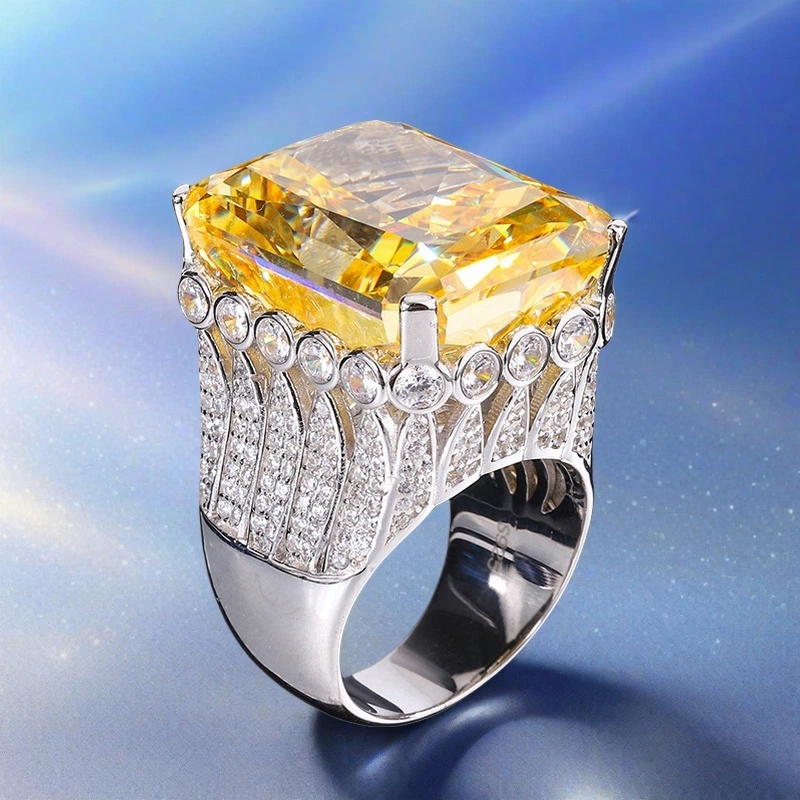 80CT luxurious King Queen Ring S925 sterling silver 18*23 cultivated high-carbon diamond noble dazzling heavy industry sparkling ice flower cut unique