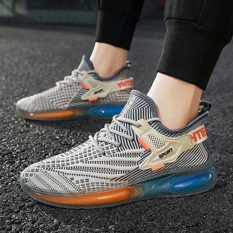 Designer casual shoes Cross border popular men's fly woven mesh breathable sports casual men's shoes jelly trendy single shoes anti slip and