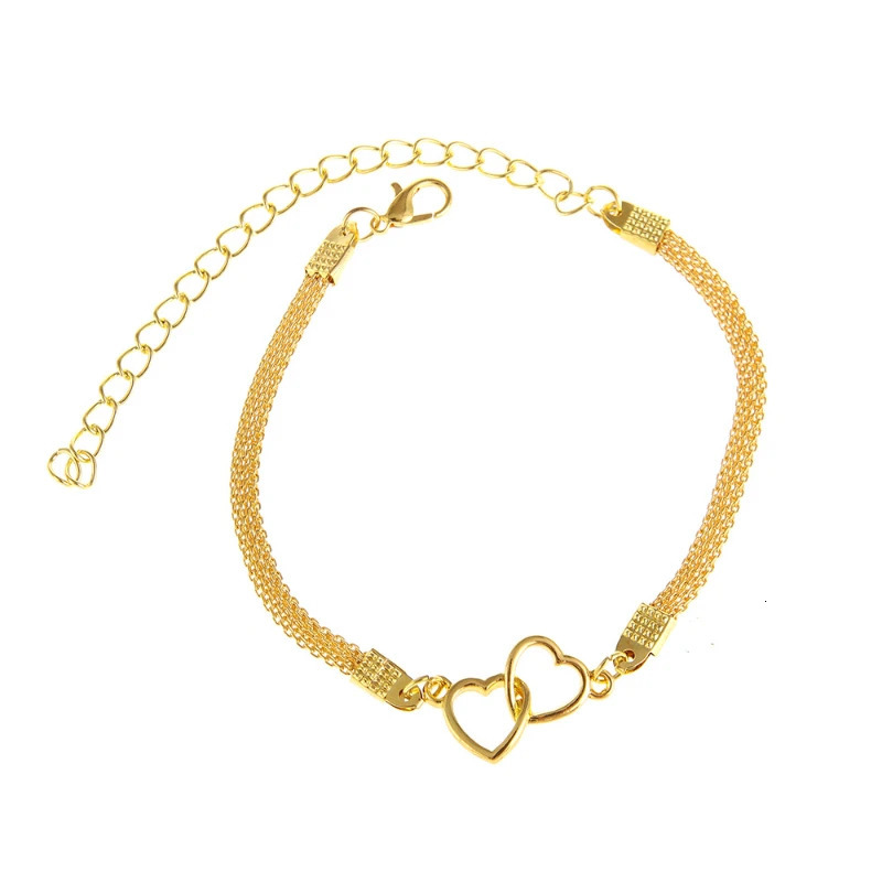 Ankle chain fashionable flat chain two heart-shaped ankle chains beach ankle accessories 250517