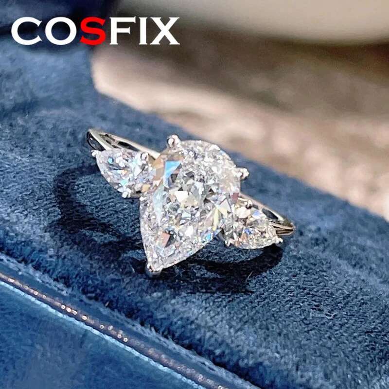 Women Moissanite Ring s925 Silver Heart Cut D Color Moissanite Rings for Women Luxury 1-3ct Pear Cut Women Moissanite Ring