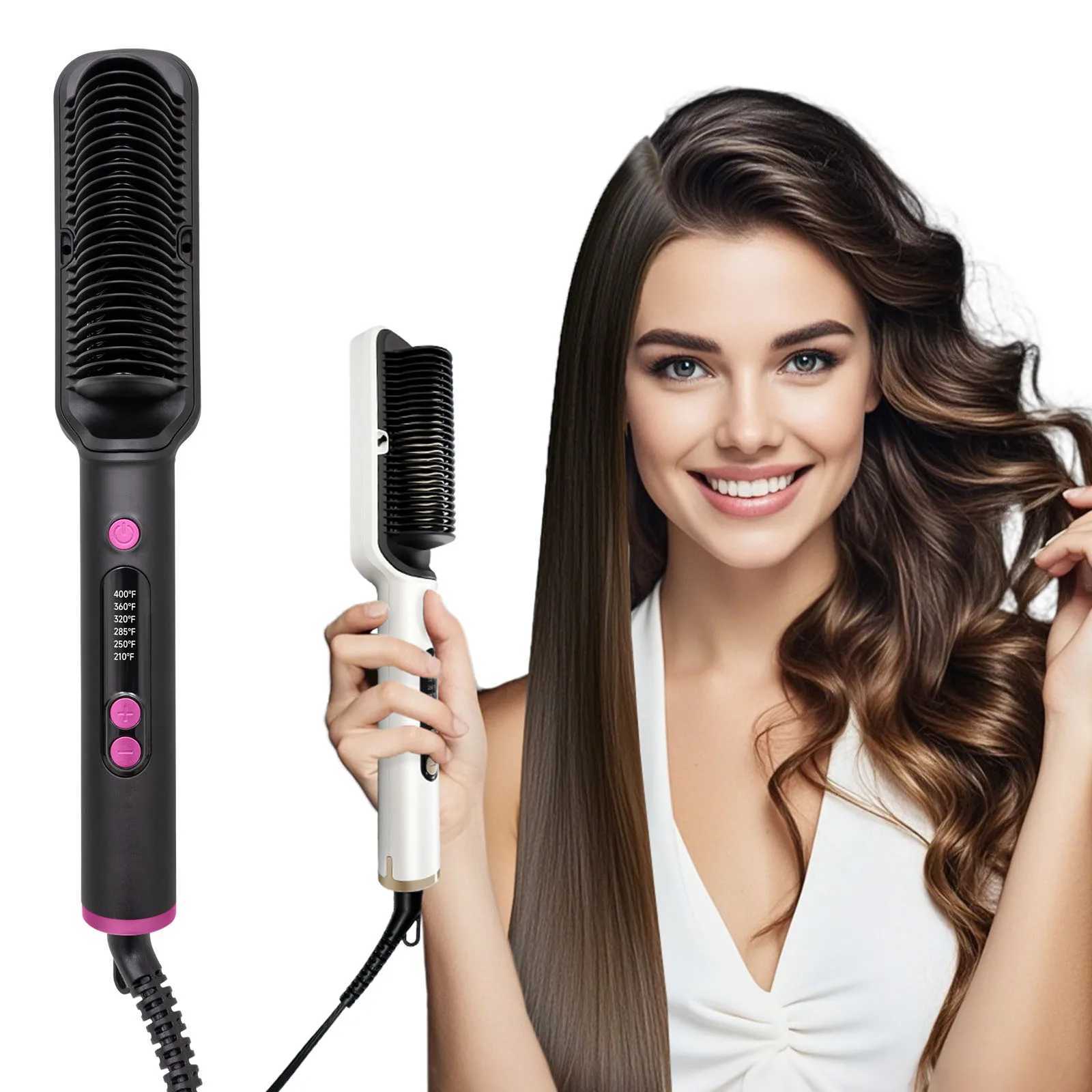 OUDIM Hair Straightener Brush with Six Temperature Settings Ionic Hair Straightening Brush Flat Iron For Women Anti-Scald Stra z250520