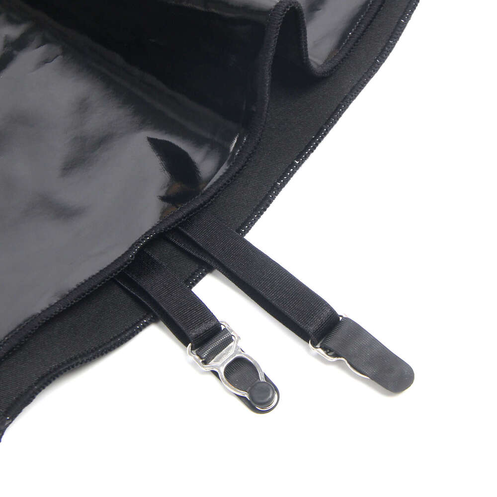 Patent Leather Sexy Lingerie Black Female Sexy Mirror Bright Leather Hanging Neck Skirt Sweet Cool Spicy Girl Style SM Nightclub Sex Underwear KQ