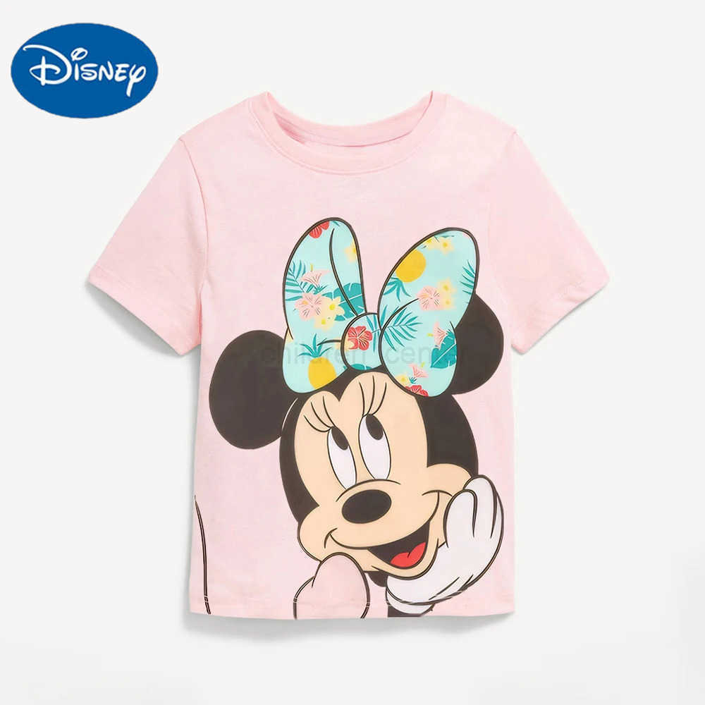Disney Minnie Mouse Baby Girl T-shirt Summer Toddler Boys Tops Tees Fashion Short Sleeve Kids Tops Tees Child Clothes W250520