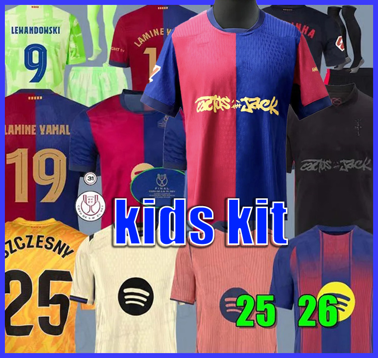 kids LEWANDOWSKI soccer jerseys barcelona football shirt kids kits lamine yamal barcelona24 25 jersey 2024 2025 kids 666