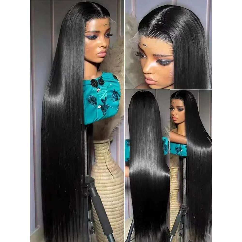 Sophianna Straight 200 Density 13X4 HD human hair 13x6 Lace Front Human Hair Wig 40 Inch Natural Black For Women