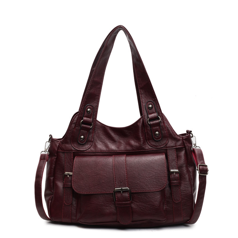 2025 New Fashionable Large Capacity Soft Leather Handheld Women's Casual Single Shoulder Crossover Tote Bag