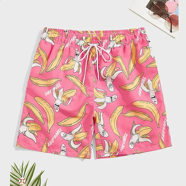 Mens Board Shorts Swim Trunks Summer Beach Print Graphic Flamingo Yellow Duck Comfort Breathable Short 250516