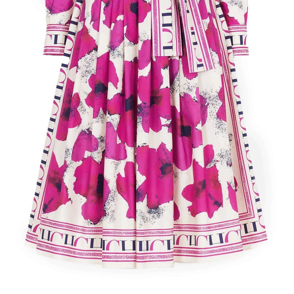 CHCH Women's New Sleeved Shirt Long Skirt Flower Print Party Dress