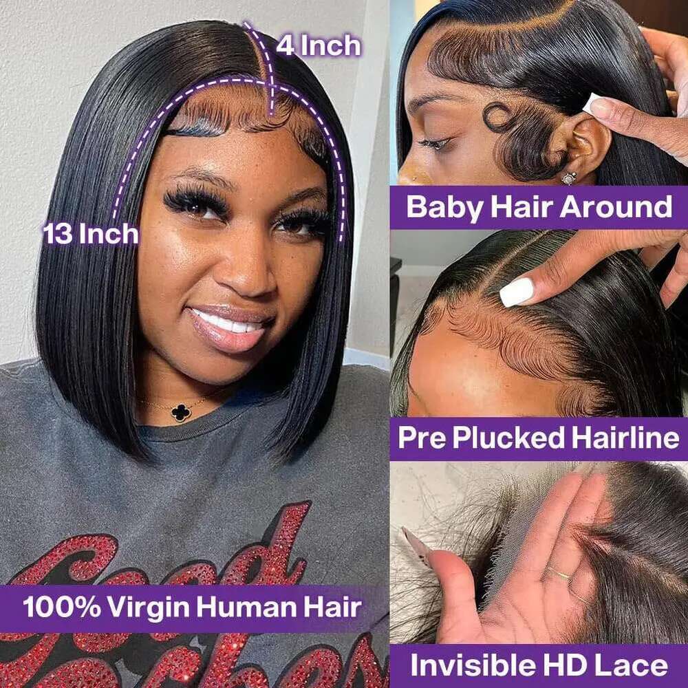 Nneka 13x4 Straight Frontal 13x6 Bob Wig Front Human Hair Wigs 4x4 5x5 Hd Lace Closure For Women