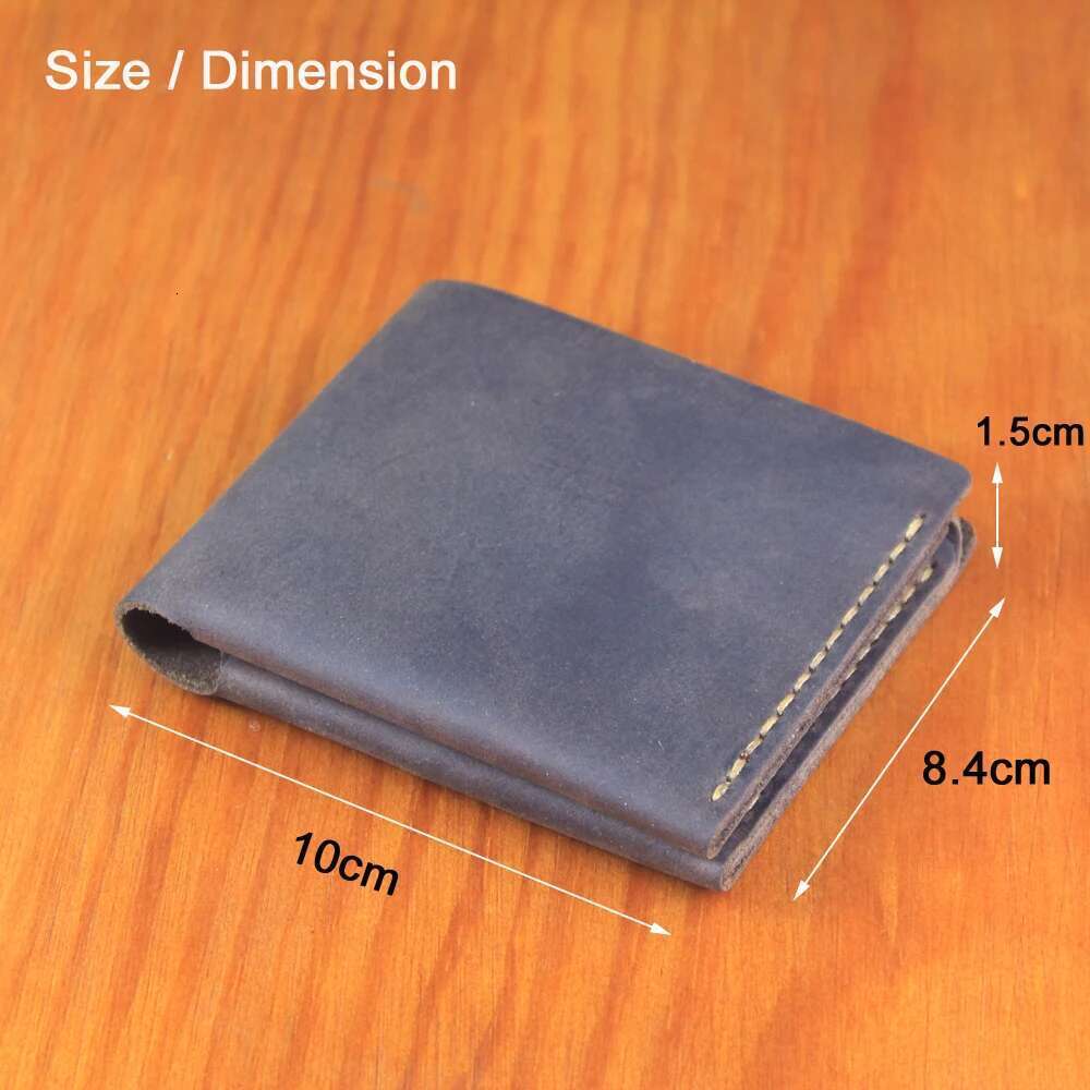 Handmade Genuine Leather Wallet Small Men Bifold Wallets Purse Male Short Bag with Coin Pocket Simple Money Clips