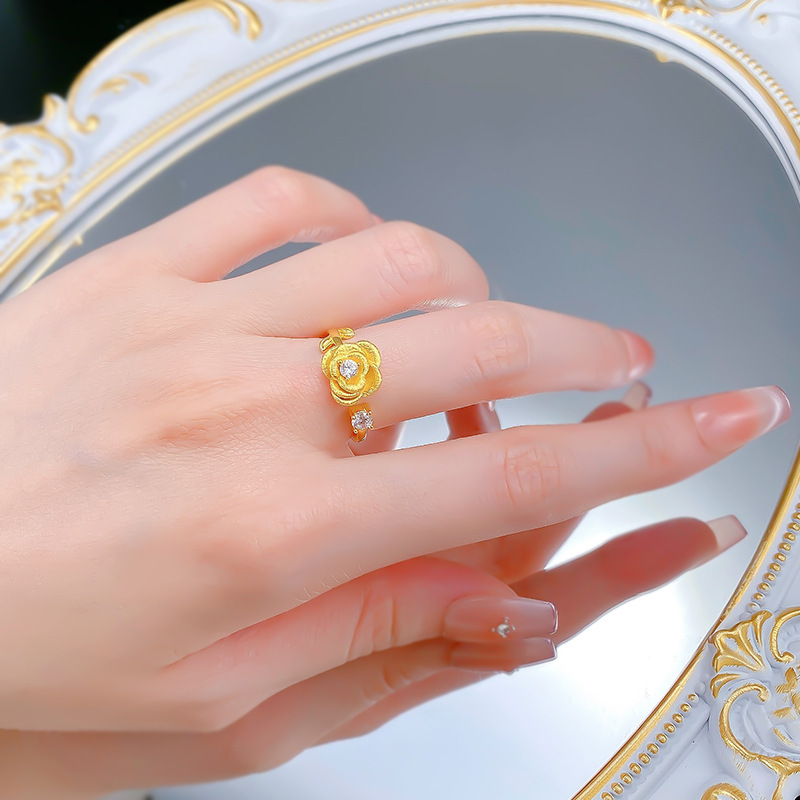 Elegant Rose Gold S925 Sterling Silver Flower Ring with Sparkling Diamonds, Perfect for Casual and Formal Occasions, Ideal for Gifting