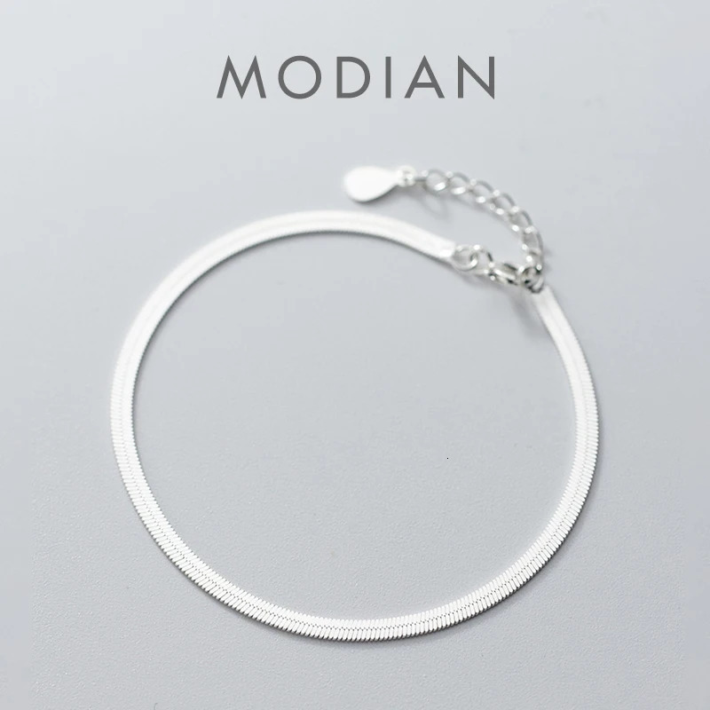 Modian Classic 925 Sterling Silver Charm Braceket or Anklet for Women Adjustable Snake Bone Chain Fine Jewelry 250520