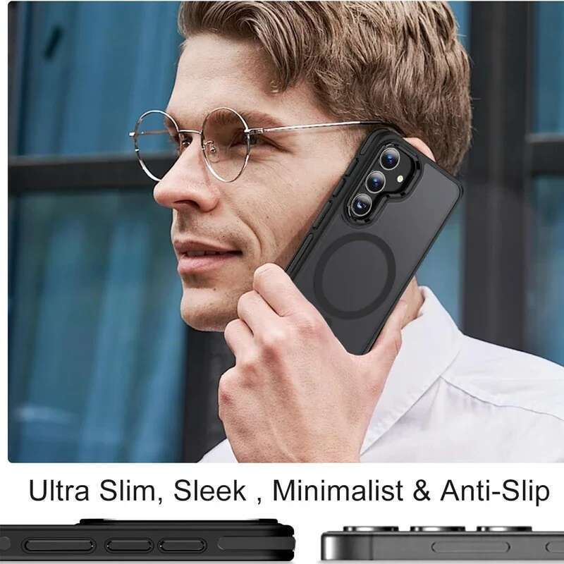 UYUXIO Magnetic Mobile Phone Case Kickstand for Samsung Galaxy S25 S24 S23 Ultra FE S22 Plus Cover Stand Cases with Holder