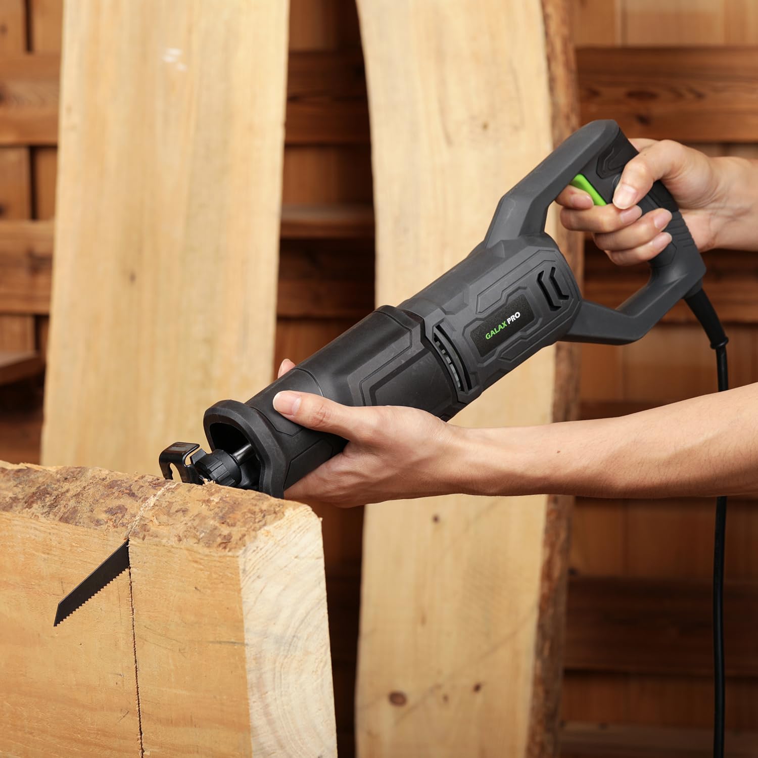 GALAX PRO 120V Reciprocating Saw 6.0 Amp Variable Speed Corded Reciprocating Saw with 4/5 Inch Stroke Length 0-3000SPM and 4-1/2 Inch Max for Wood Met