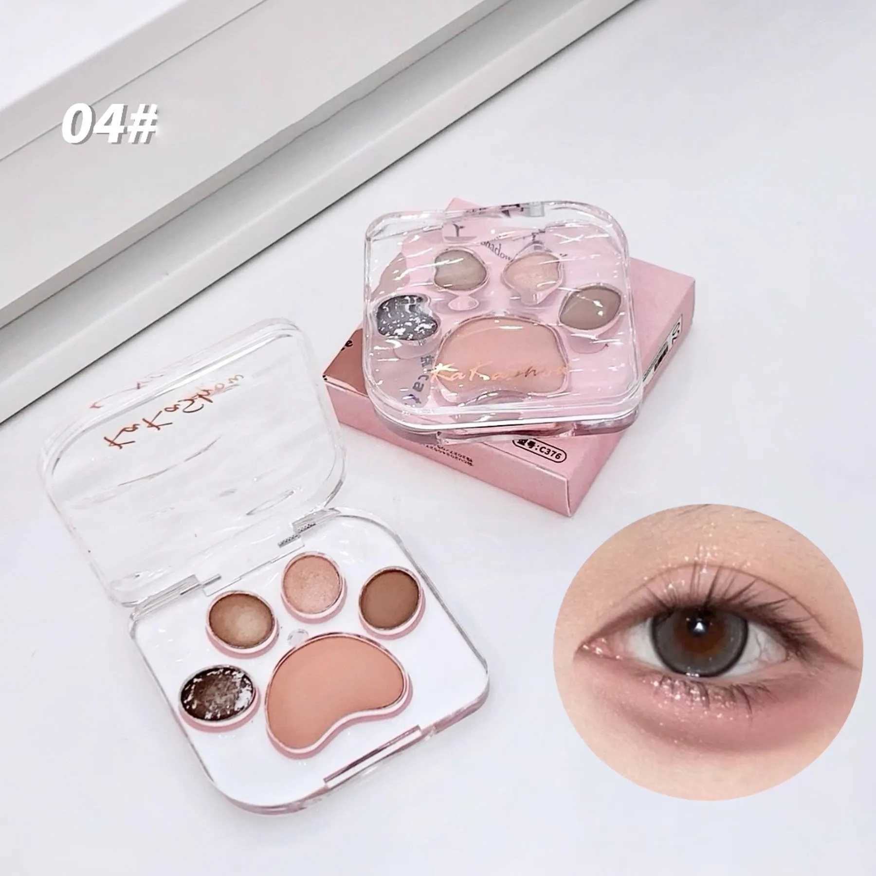 5 Colors Eye shadow Palette Cat paw shape earthy khaki everyday look Party Performance Makeup eye cosmetics W250520