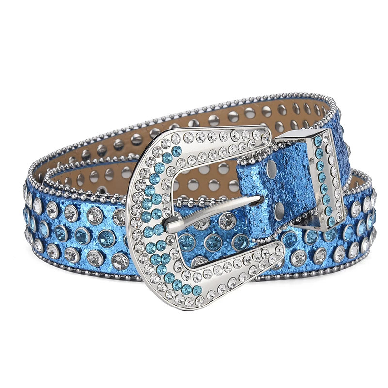 Womens Jeans Rhinestone Large Size Belt Mens Belt Western Denim Shiny Rivet Leather HipHop Punk Rock Y2K Style Belt 250519