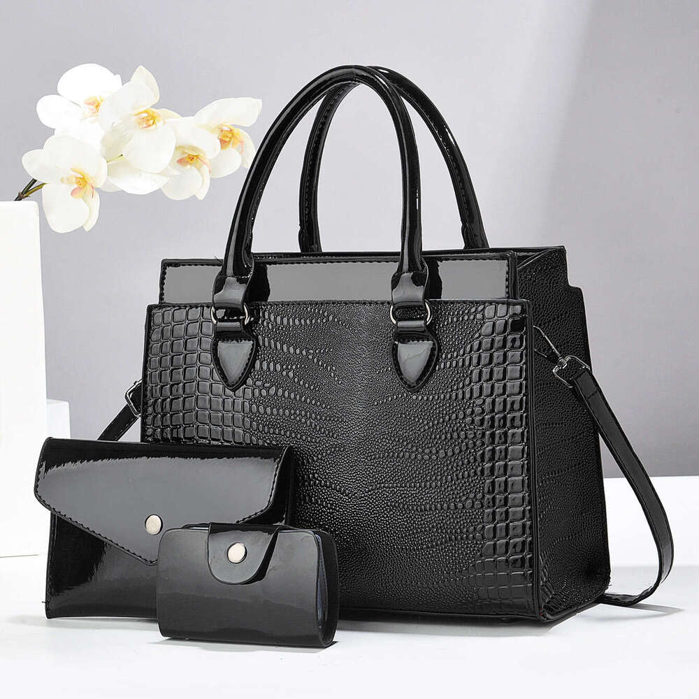 Women s Urban Crocodile Pattern Handheld Bun Mother Piece Set Single Shoulder Diagonal Cross Bag Style Bags