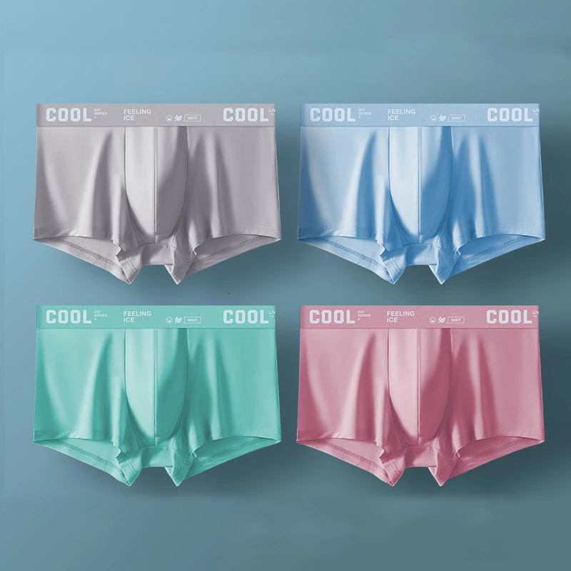 Mens Panties Boxers Ice Silk Man Underwear Boxer Graphene Men Underpants Breathable Comfortable Calzoncillos para hombres L-4XL 250520