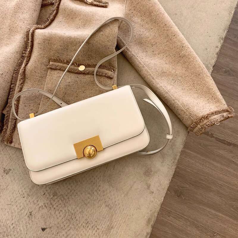 yuan Underarm Tofu Box Cowhide Shoulder Strap Small Square Genuine Leather Wine God Bag