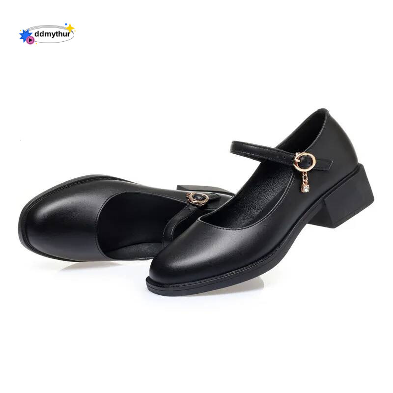 DIMANYU Formal Genuine Leather New Mid-heel Mary Jane Women Shiny Fashion Large Size Ladies Office Shoes ddmythur