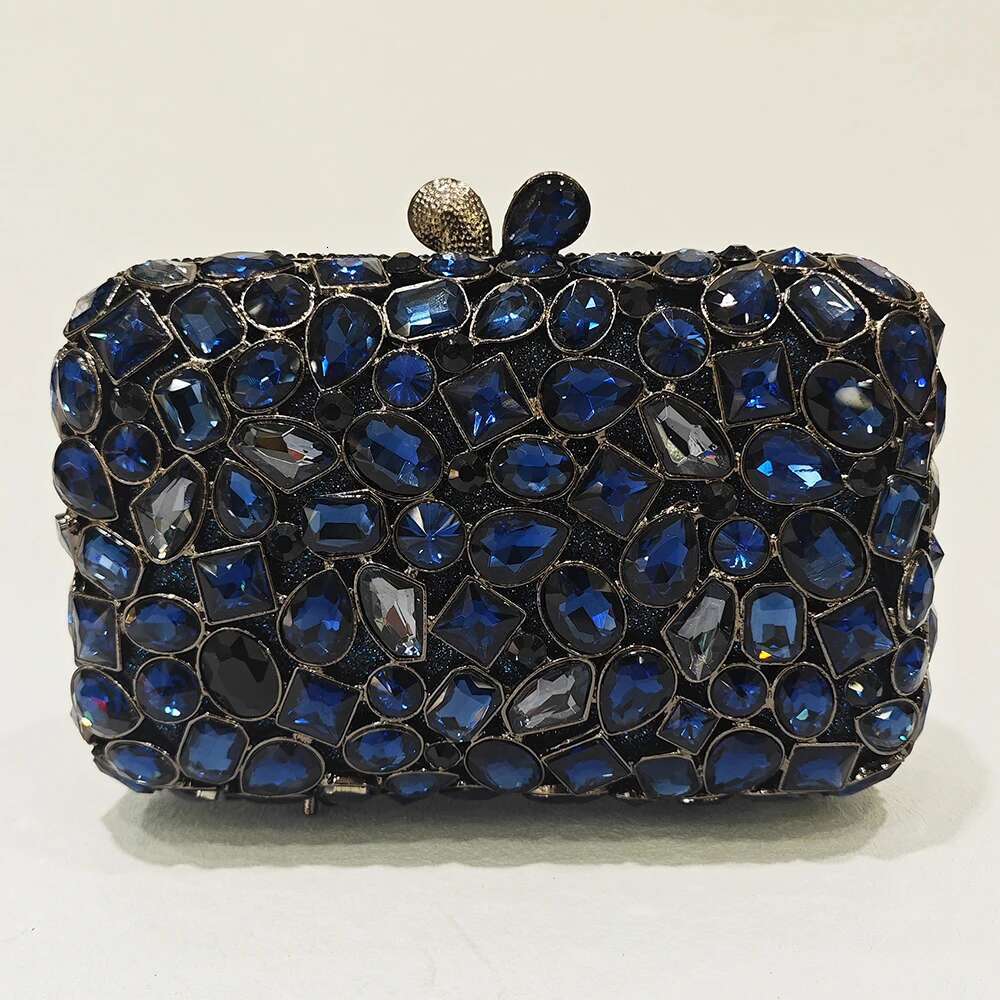Sier/Gold/Blue Stone Evening Clutch Wedding Bag Crystal Bridal Prom Handbags Dinner Banquet Women Clutches Bags