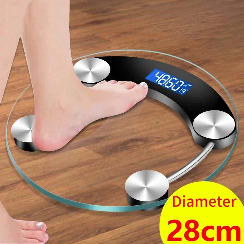 Fashion Round Weight Scale Electronic LCD Display Toughened Glass Bathroom Gym Smart Body Weighing Digital Scale 250513