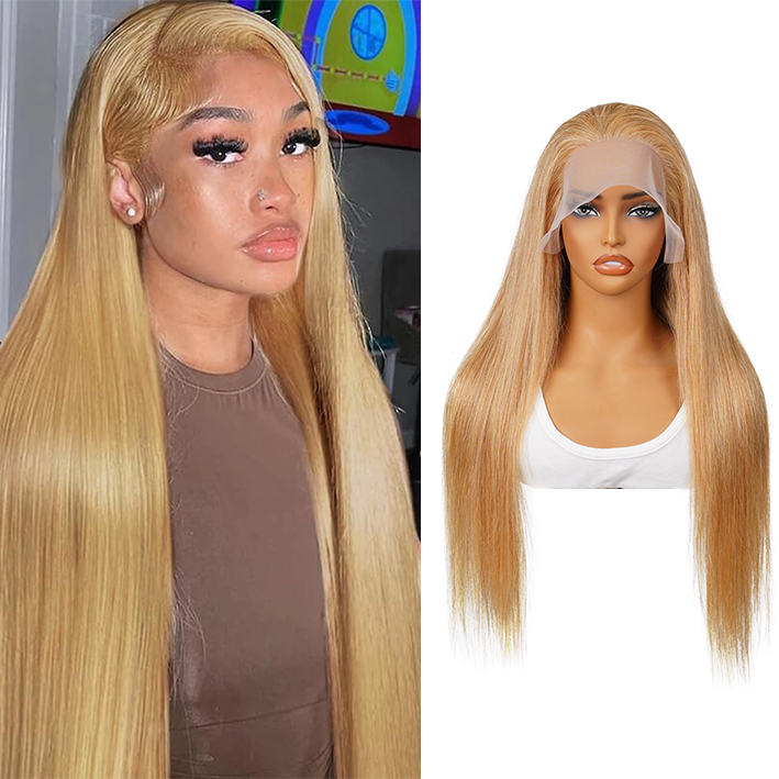 18-30 inch 13x6 HD lace front wig for women | 27 # straight human hair wig , free to sew natural hairline