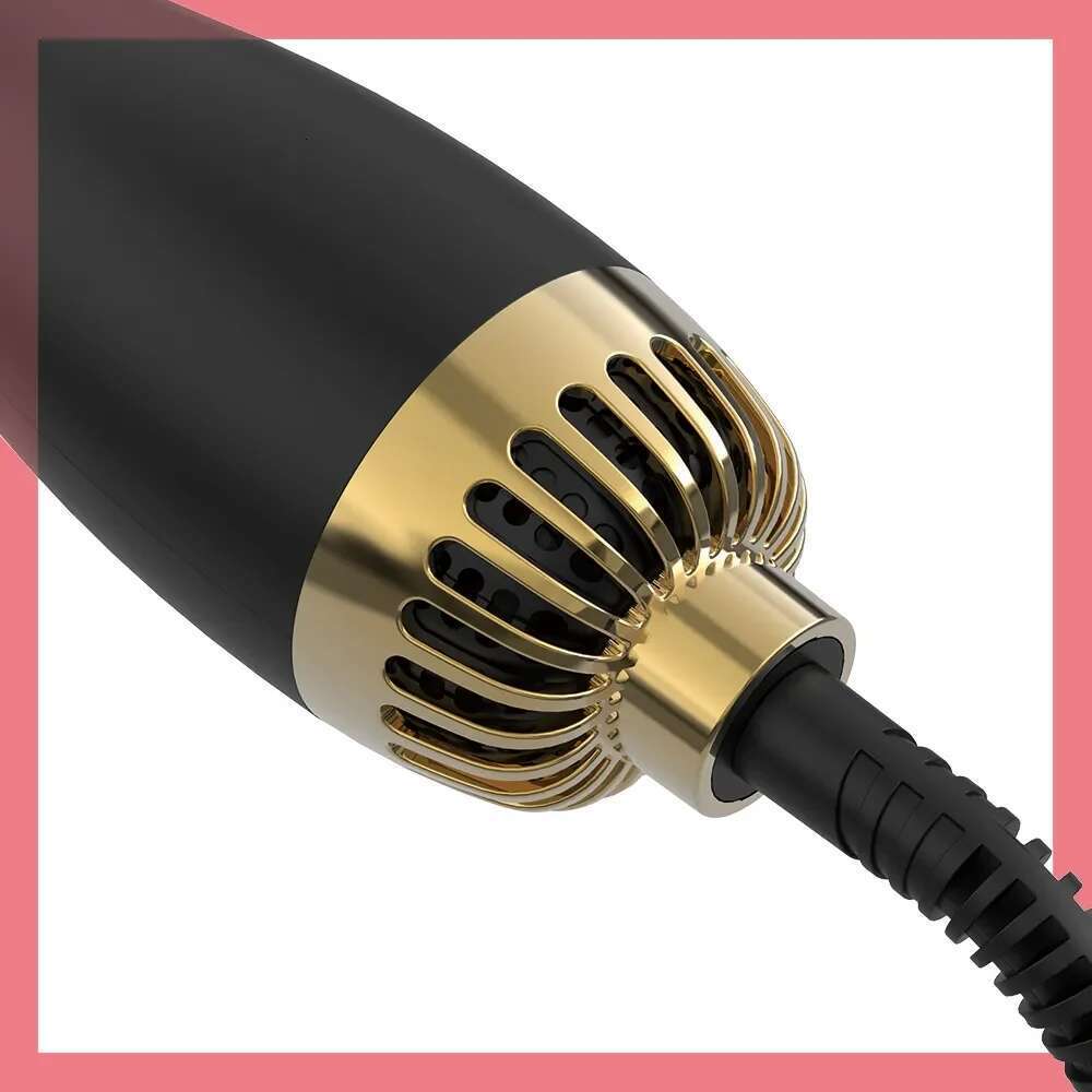Elegant Black Gold Hair Blow Dryer and Volumizer& One-Step Hot Air Brush 2.0 for Drying&Straightening,&Volumizing