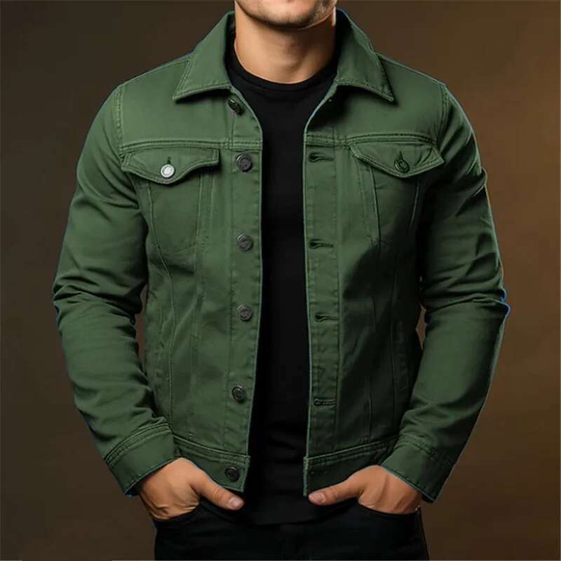 Men's Fashion Casual Jackets Spring Autumn Solid Turn Down Collar Streetwear Jean Outwear Coats Male Daily Denim Jacket Designer
