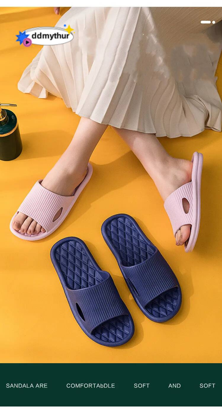 Slippers Mens 2023 Summer Shoes Bathroom Anti-slip Casual Beach Sandals Soft Sole Slide Big Size Female Male Flip Flops ddmythur