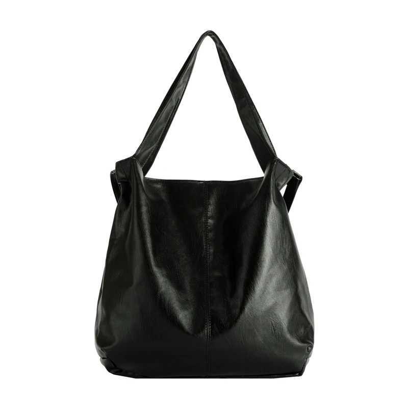 LEFTSIDE Fashion Big Leather Tote Bag for Women 2025 Tend Females Simple Large High Capacity Retro Shoulder Side Bag Handbags M250520