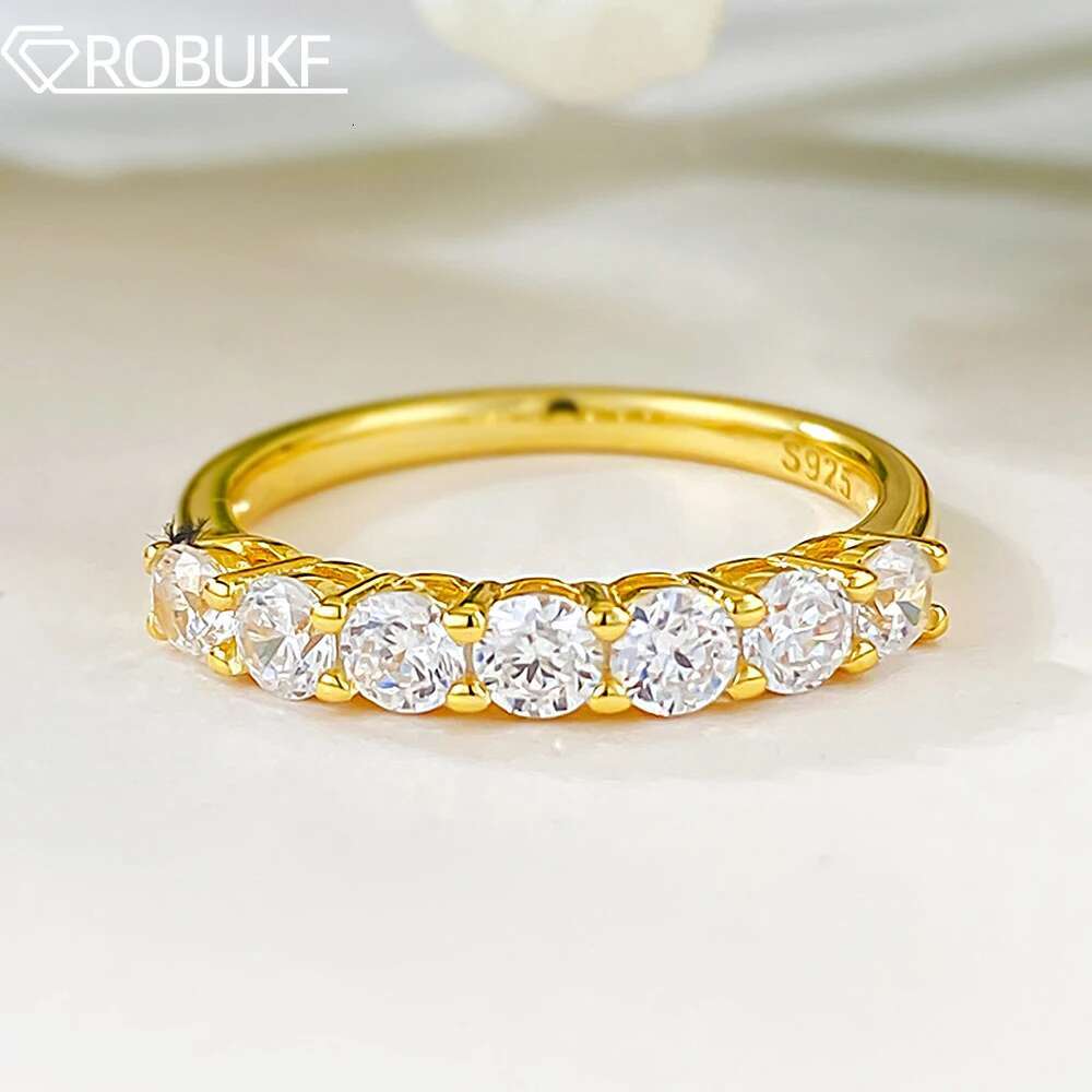 3mm D Color Moissanite Ring For Women Men Sparkling Diamond 925 Sterling Silver Plated 18K Gold Wedding Eternity Band with GRA