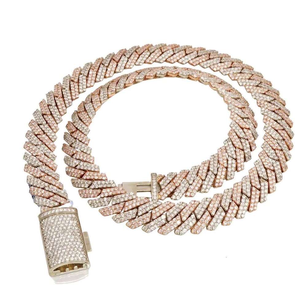 Hip Hop Jewelry Custom 14mm Real 14K Yellow Gold CVD VS Lab Grown Dia Iced Out Cuban Link Chain and Bracelet for Men Women