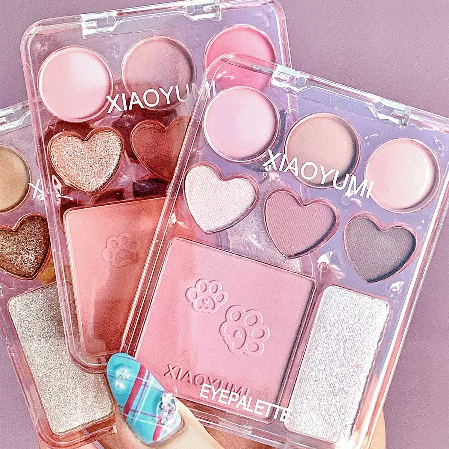 8-Color Love Eyeshadow Palette Sweetheart Blush Highlighter All-in-One Natural 3D Long-lasting Delicate Glitter Eyeshadow W250520