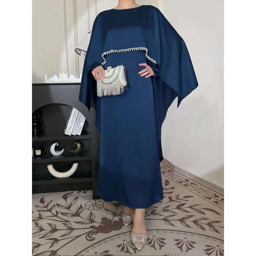 Foreign Trade Elegant Simple Women's Cape Pearl Robe Abaya