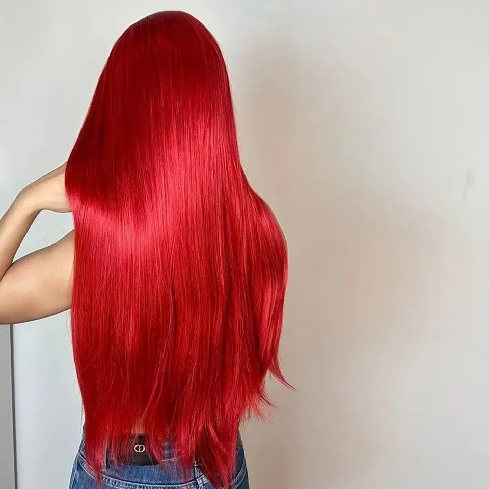 Hd 250 Density Peruvian Hair Look Like Human Hair Straight Glueless Lace Front Wig Imitating Human Hair Ready To Wear Black Lace Wig 34 Inch 13x4 Lace