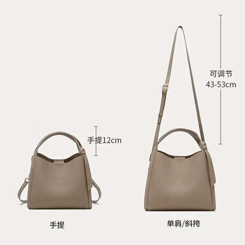 Genuine Leather Women's Handbag 2024 New High-End Feel Large Capacity Commuting Bucket Crossbody Bag