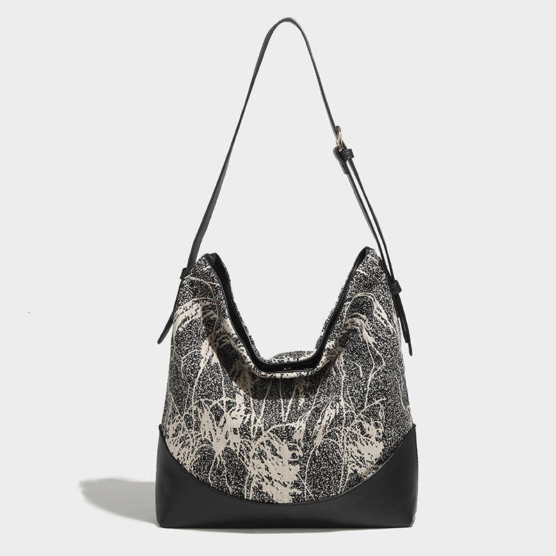 Women's Bags Designer Printed Canvas Tote For Women New Patchwork Leather Large Capacity Bucket Bag, Single Shoulder Crossbody Bag
