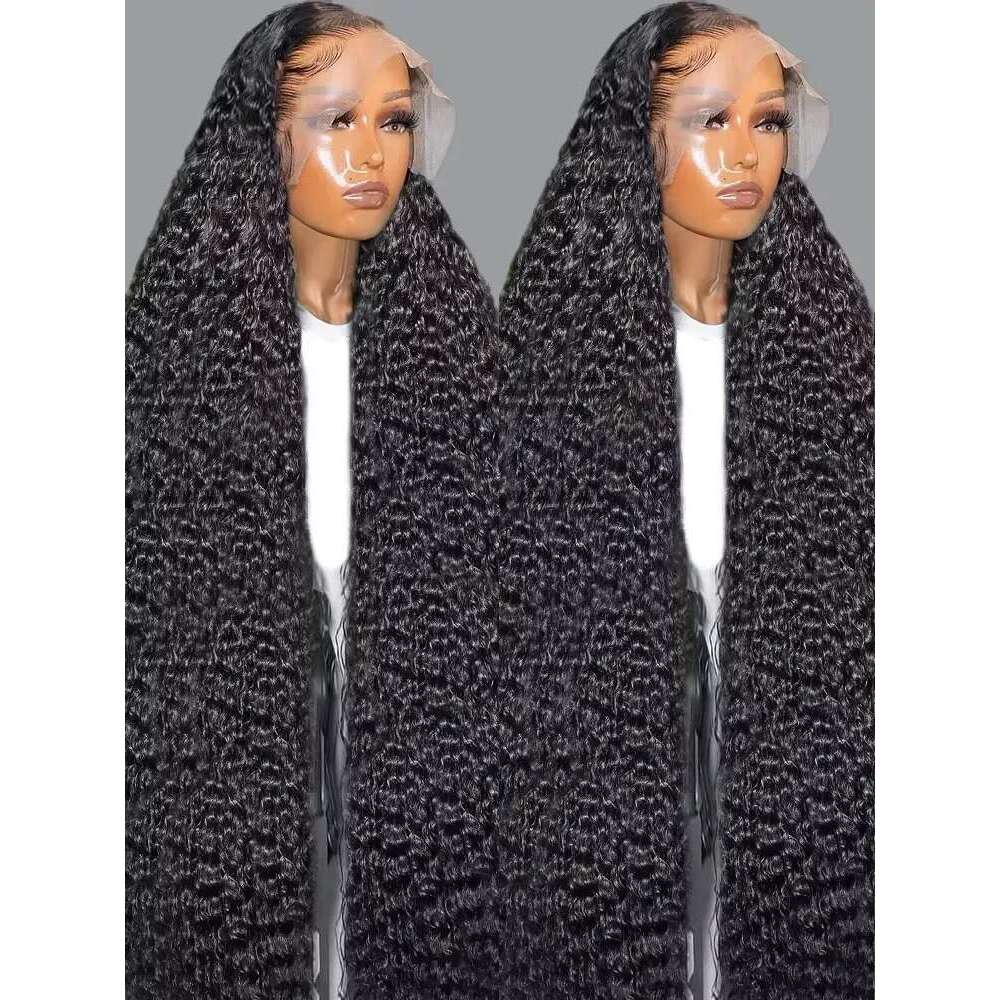200 Density Curly Wig 13X6 Human Hair 13X4 HD Transparent Lace Frontal Wigs Deep Water Wave For Women 40 42 46 Inch
